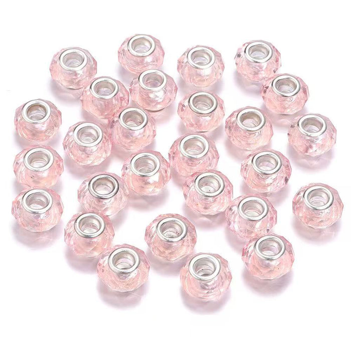 Wholesale spacer Faceted Wheel Plastic Beads Large Hole DIY Jewelry Craft Supply MOQ≥10