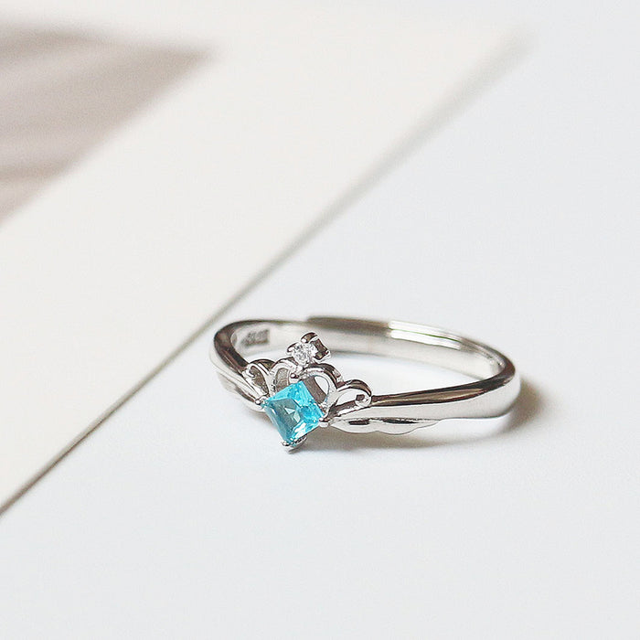 Wholesale Princess and Knight Couple Ring Blue Diamond Valentine's Day