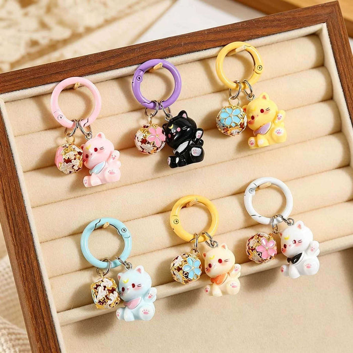 Wholesale Cute Cartoon Cat Keychain Resin Bag Charm Pendant For School Bags And Handbags Boutique Resale Accessory