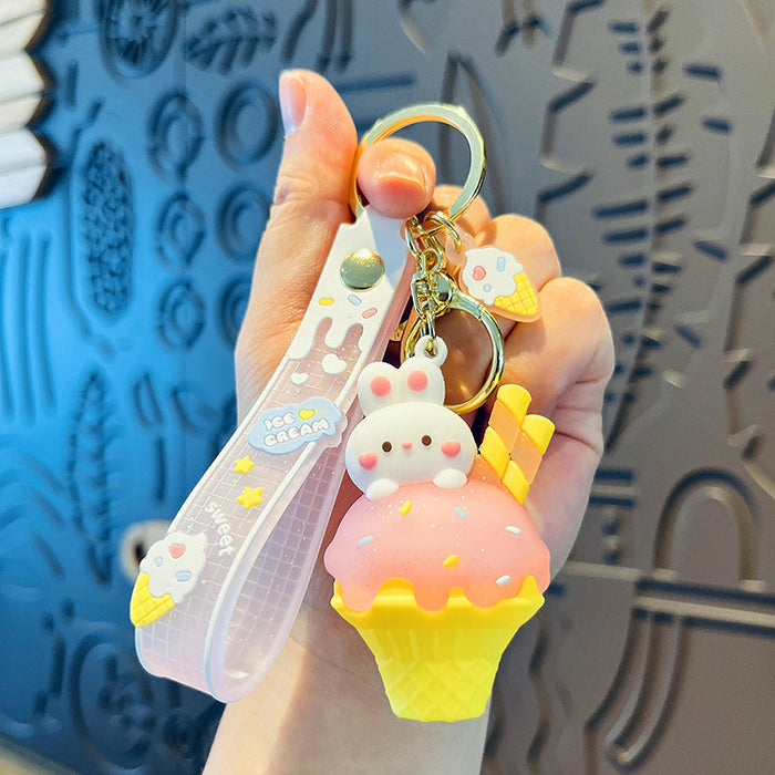 Wholesale Cartoon Cute Ice Cream Cone Rabbit Doll Keychain JDC-KC-OuBu005