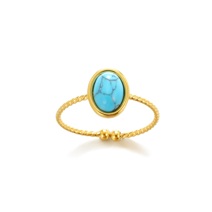 Wholesale Retro Inlaid PeacocK Turquoise Stainless Steel Ring