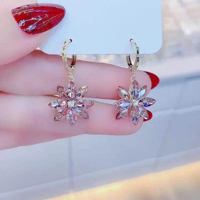 Wholesale  flower earrings Women's  crystal flower earrings earrings zircon petal earrings