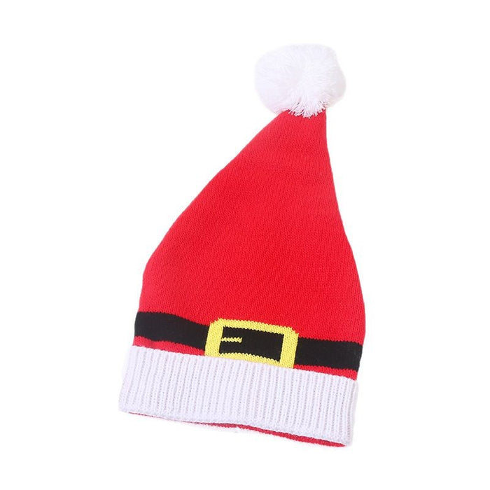 Wholesale Red and White Christmas Hat Bell Christmas Hat Color Matching Fur Ball Woolen Hat  Knitted Hat