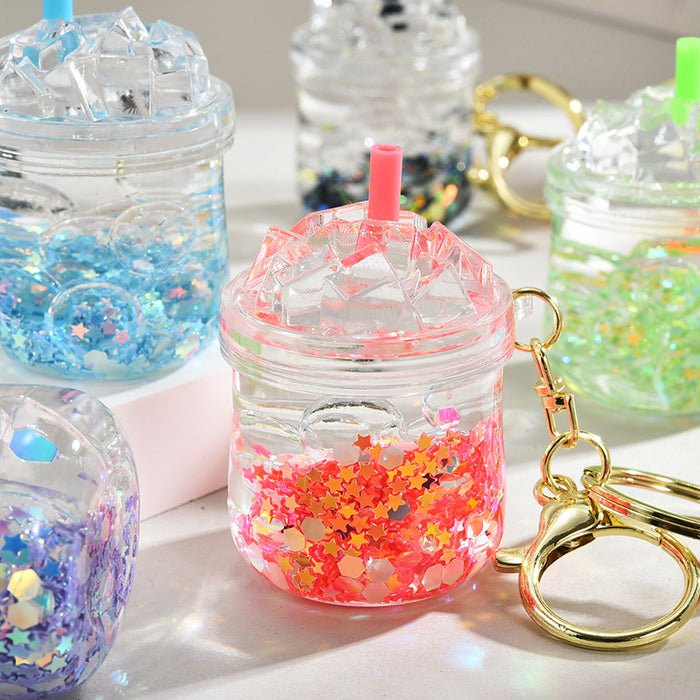 Wholesale Acrylic oil-filled pendant,  glow-in-the-dark iceberg cup keychain