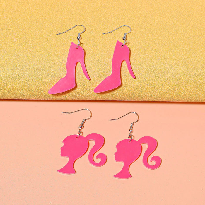 Wholesale Acrylic Rose Pink High Heels Earrings JDC-ES-Xunt001