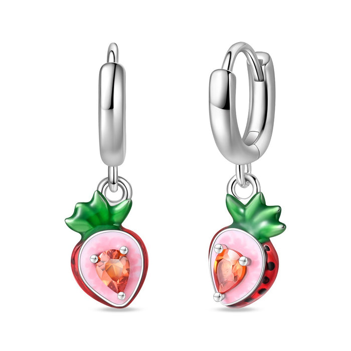 Wholesale Silver Plated Fruit Earrings Strawberry Grape Cherry Party Jewelry Accessory