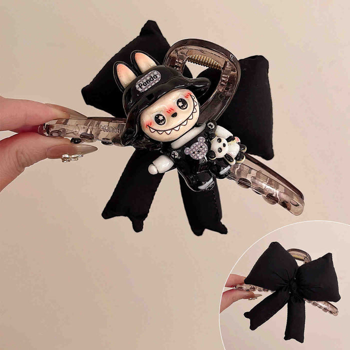 Wholesale Catching cartoon bow plate hair clip, new plaid large shark clip