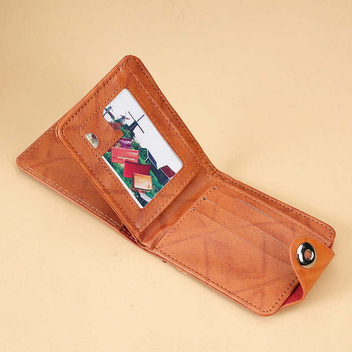 Wholesale PU Leather Men' s Short Wallet Retro Embossed Casual Gift