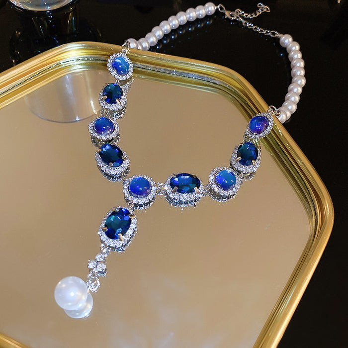 Wholesale Middle Ancient Oval Fashion Geometric Necklace Retro Court Style Clavicle Chain Niche