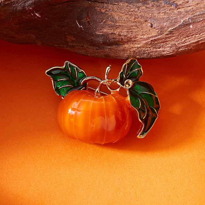 Wholesale  brooch with funny smiling pumpkin,  witch and broom painted in oil