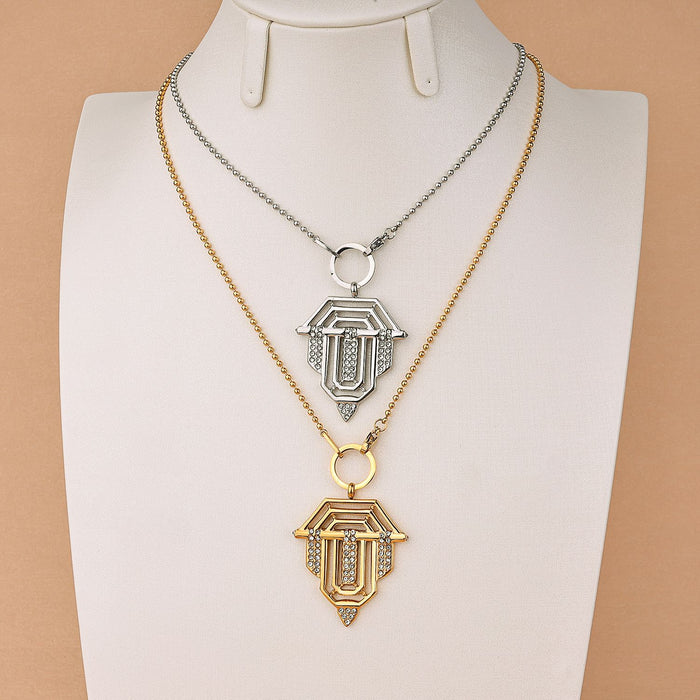 Wholesale Türkiye zircon inlaid shield love pendant fashionable and versatile design star collar chain jewelry