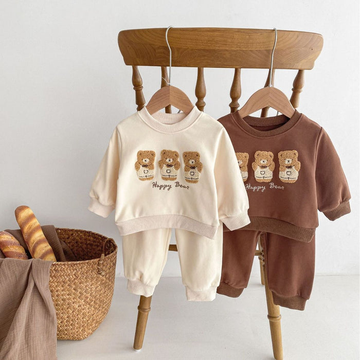 Wholesale Cartoon Bear Embroidered Sweatshirt Children's Suit JDC-CTS-WeiNiS016