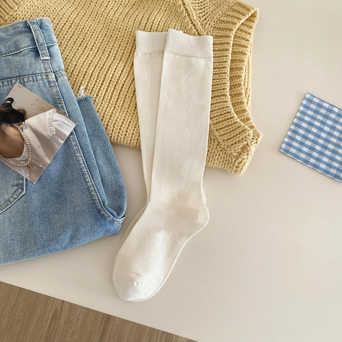 Wholesale Boneless socks, long tube socks, pure cotton solid color pile socks, calf socks