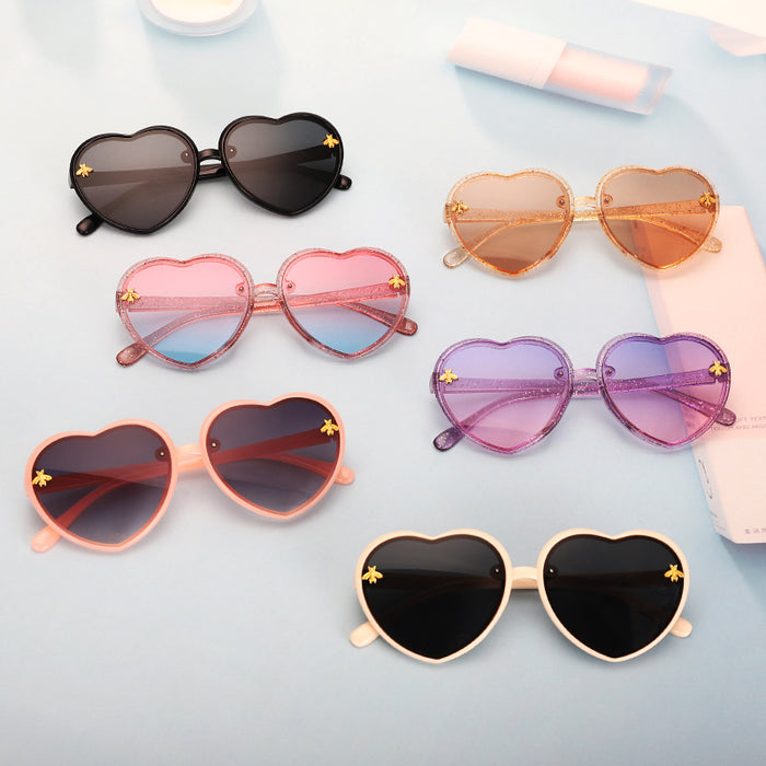 Wholesale Bee Heart Cute Children's PC Sunglasses JDC-SG-ZS002