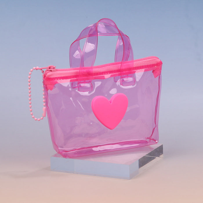 Wholesale Chic Heart Shaped Solid Pink Jelly Waterproof Coin Purse Earphone Bag Gift Pendant Storage Pouch For Everyday Use