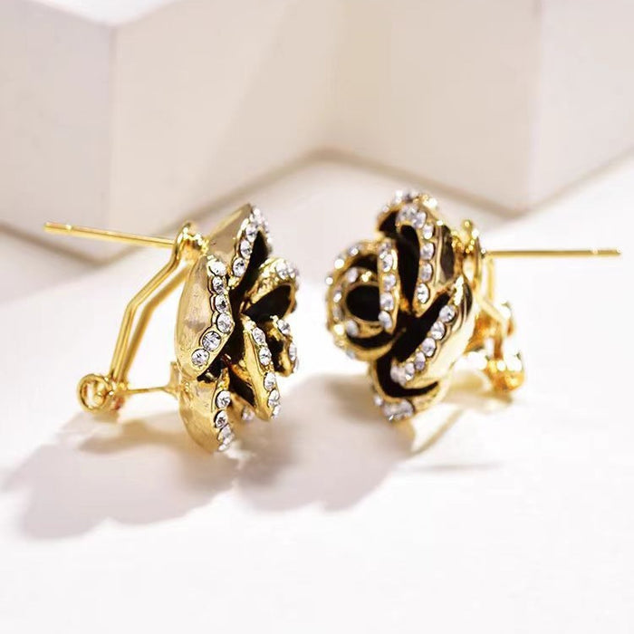 Wholesale Camellia Ear Clip Alloy Earrings JDC-ES-Chengx013