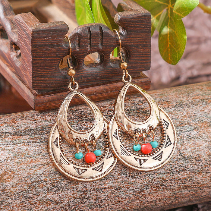 Wholesale 2pcs Bohemian Vintage Flower Tassel Elegant Earrings