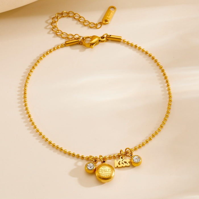 Wholesale Stainless steel anklet Colorful Titanium Steel Bear Kiss