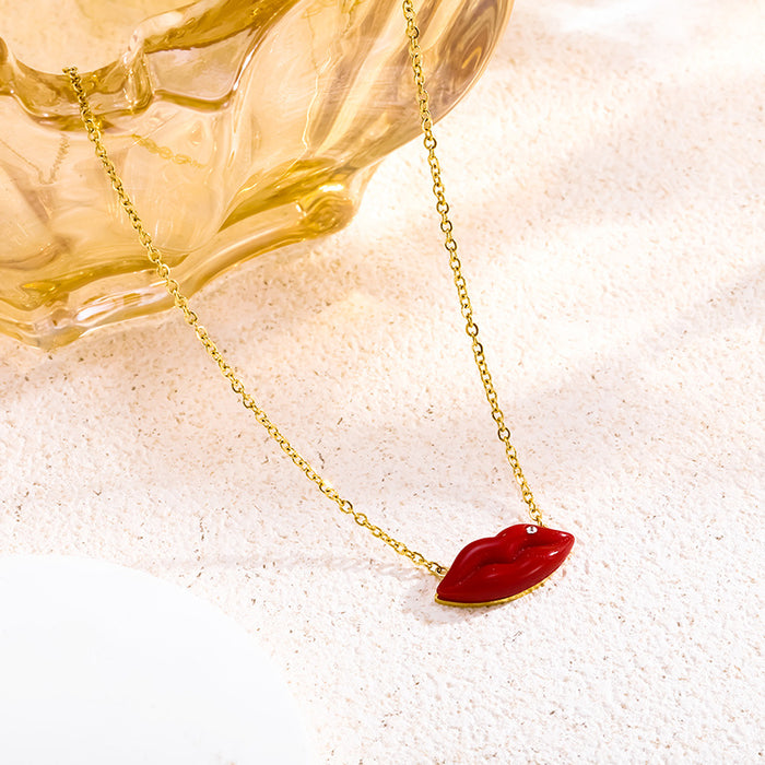 Wholesale Red Lip Pendant Pendant Women' s Necklace