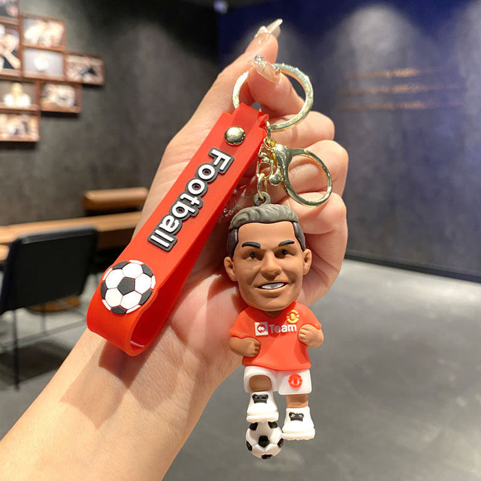 Wholesale Metal Soccer Star Cartoon Keychain Decorative Car Key Accessory MOQ≥2