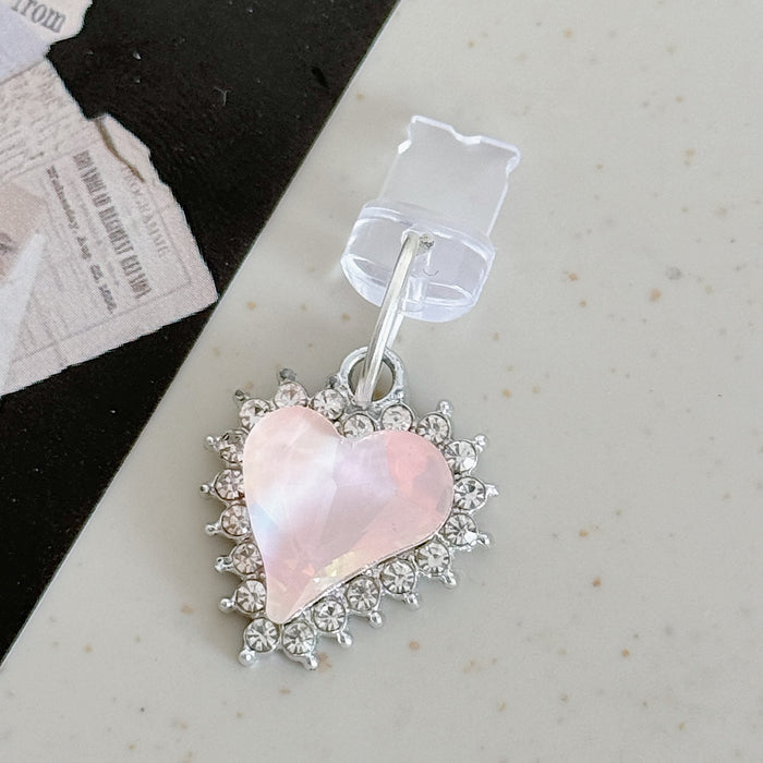 Wholesale Alloy full diamond heart crystal pendant Mobile Phone Stands charm