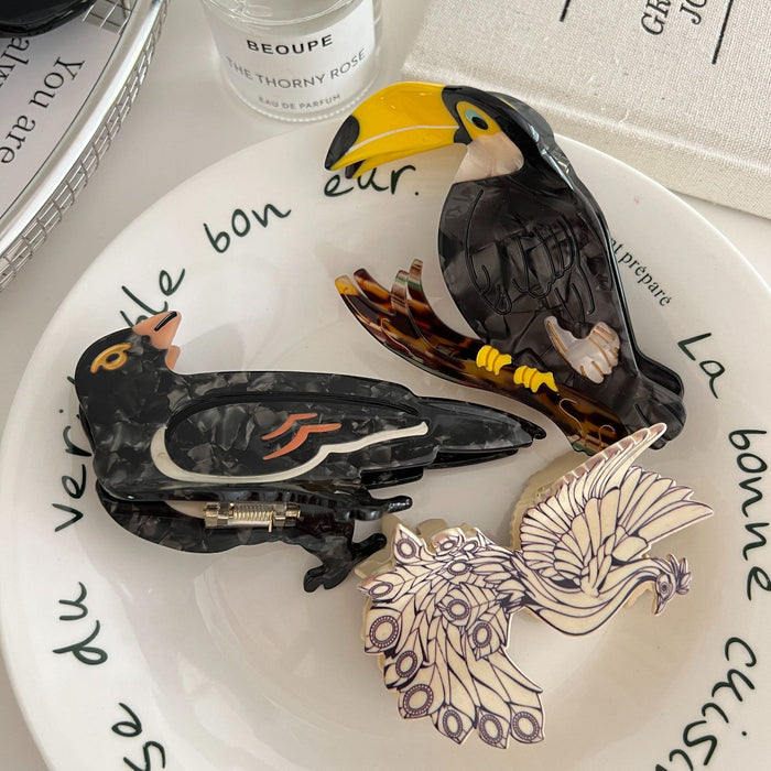 Wholesale Bird acetate clip woodpecker hairpin peacock animal hairpin creative all-match large shark clip hair accessories