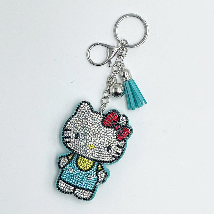 Wholesale Cute Tassel Cat Rhinestone Keychain