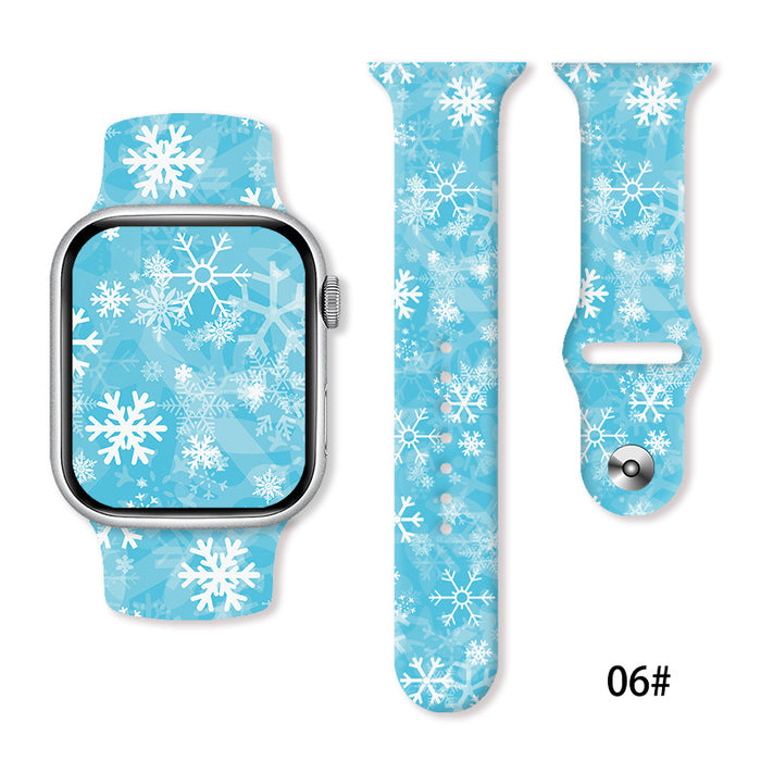 Wholesale Cartoon Christmas Silicone Strap Suitable for Apple Watch Strap JDC-WD-NuoQi005