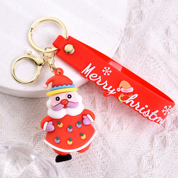 Wholesale Cute soft rubber Christmas keychain