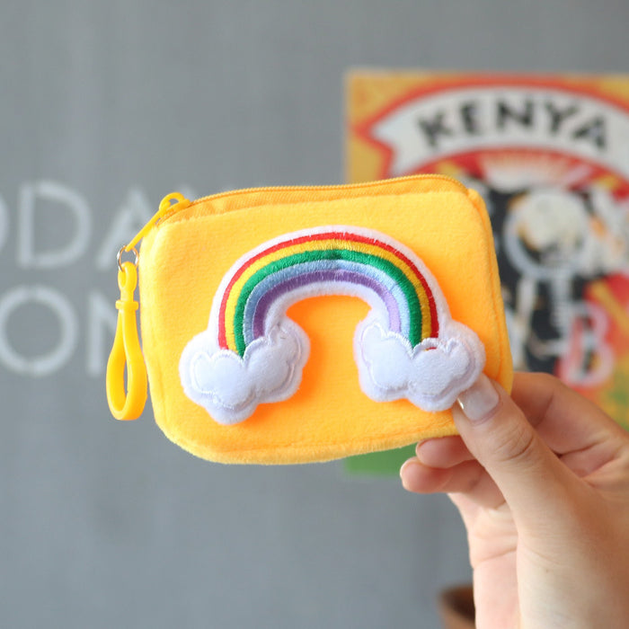 Wholesale New Square Candy Color Rainbow Card Holder Keychain Bag Hanging Women' s Small Wallet Student Mini Storage Bag