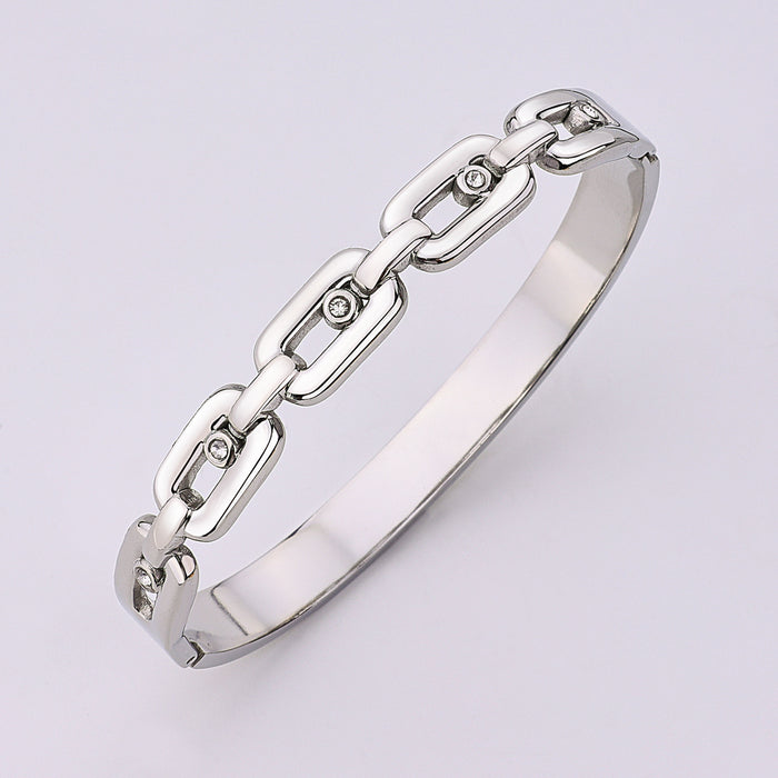 Wholesale Vintage buckle polished women's bracelet style, simple diamond inlaid titanium steel bracelet