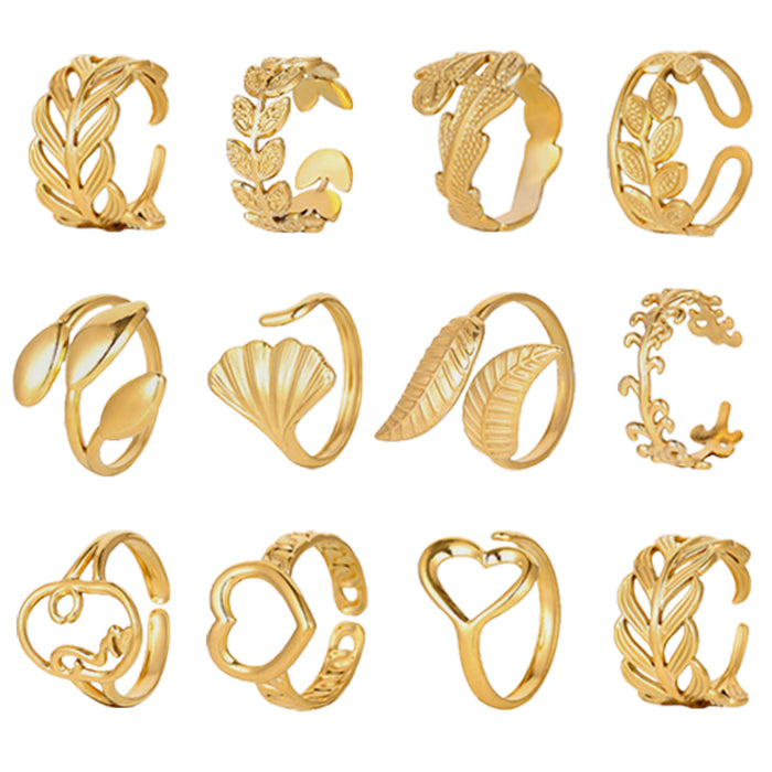 Wholesale Fashionable and personalized adjustable heart-shaped stainless steel open ring with simple design