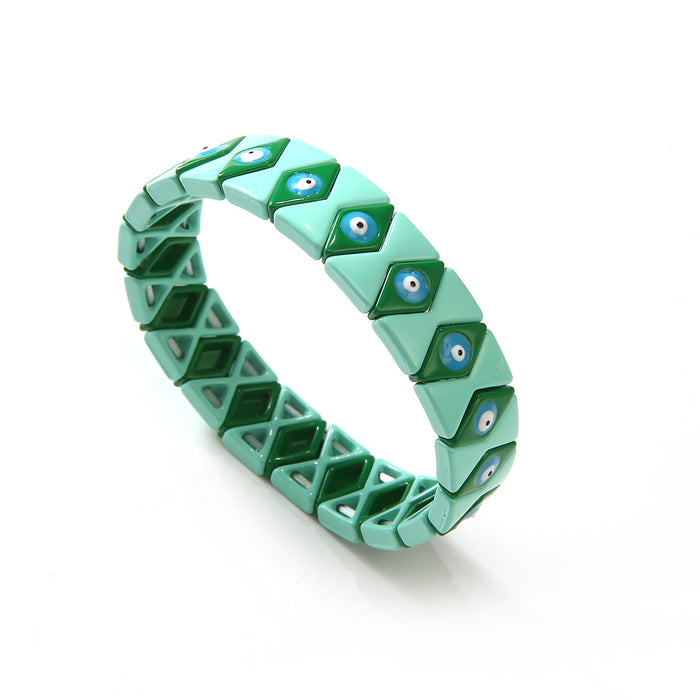 Wholesale Classic Drip Oil Stainless Steel Devil's Eye Bracelet with Adjustable Elastic Rope
