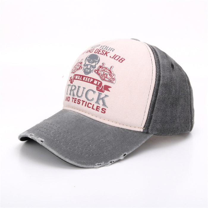Wholesale Graffiti printed baseball cap, skull washed old cap, color blocked baseball cap, wide brimmed cap, curved brimmed duckbill cap