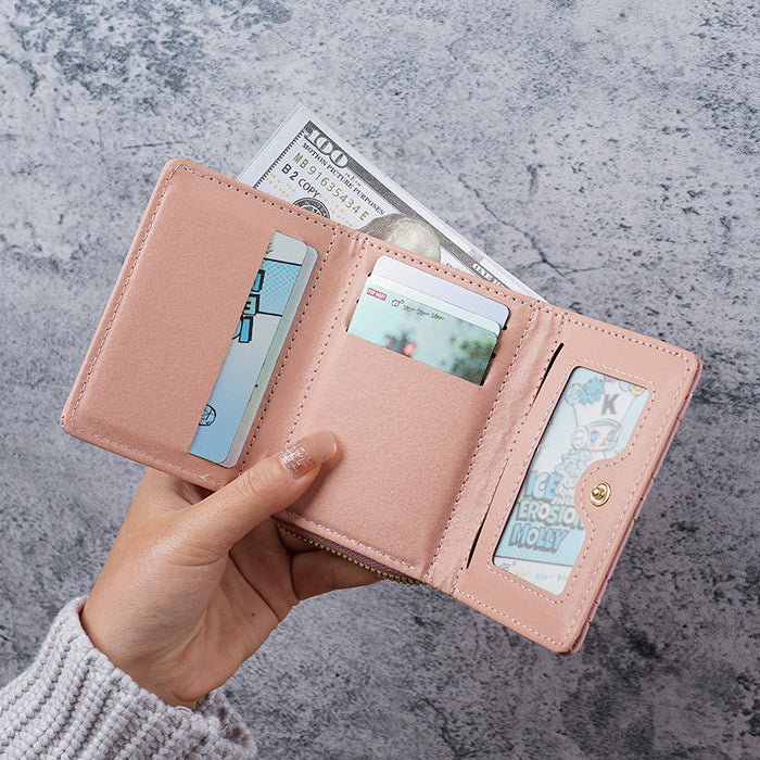 Wholesale PU Embroidered Love Short Wallet Women' s Card Holder Daily Matching Fashion Accessory MOQ≥3
