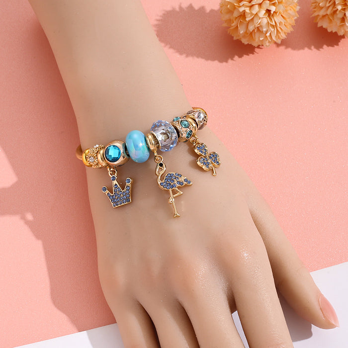 Wholesale Diamond Four-leaf Clover Crown Alloy Bracelet JDC-BT-xiaobo005