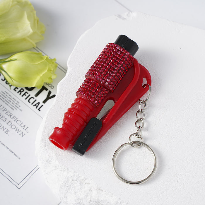 Wholesale Diamond-studded Plastic 2-in-1 Mini Window Breaker Keychain JDC-KC-ZY029