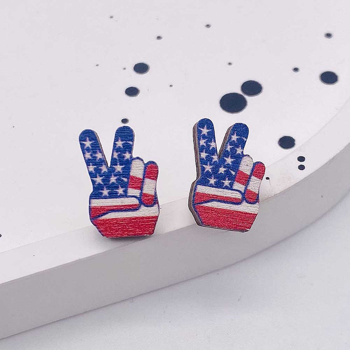 Wholesale United States Independence Day wooden star earrings JDC-ES-Susheng011