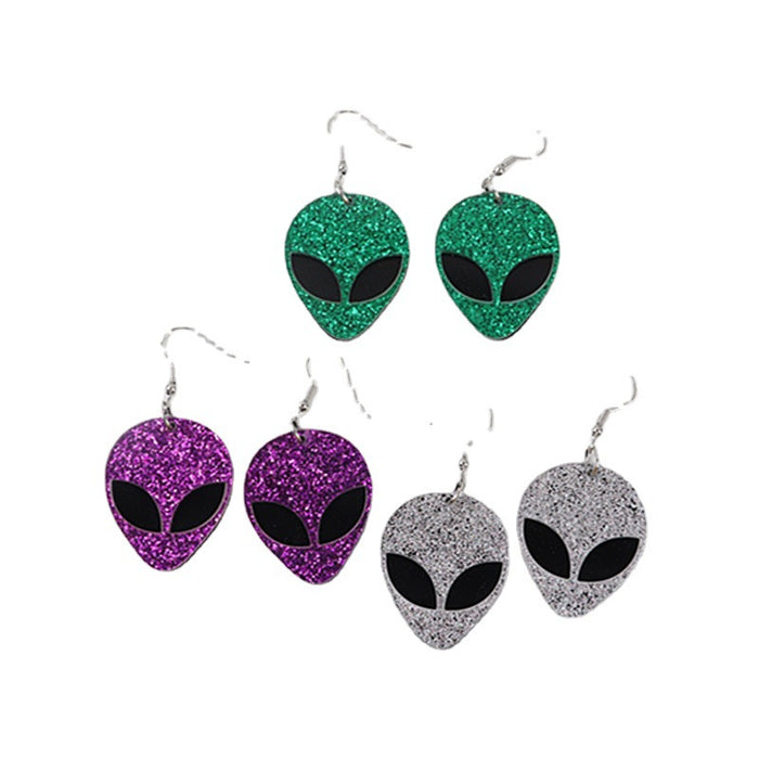 Wholesale Acrylic Alien Glitter Mask Earrings JDC-ES-ChouD016