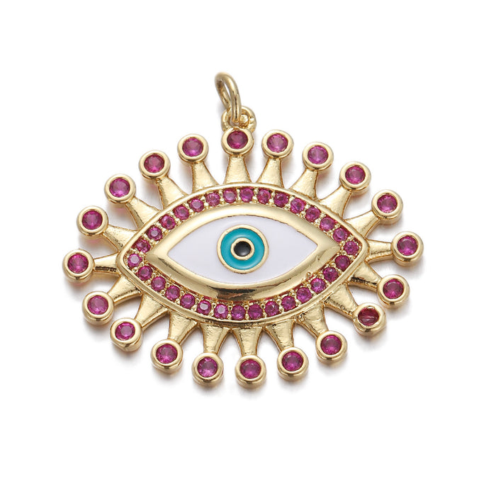 Wholesale Turkish Evil Eye Zircon Oil Drop Pendant JDC-PT-YJ009