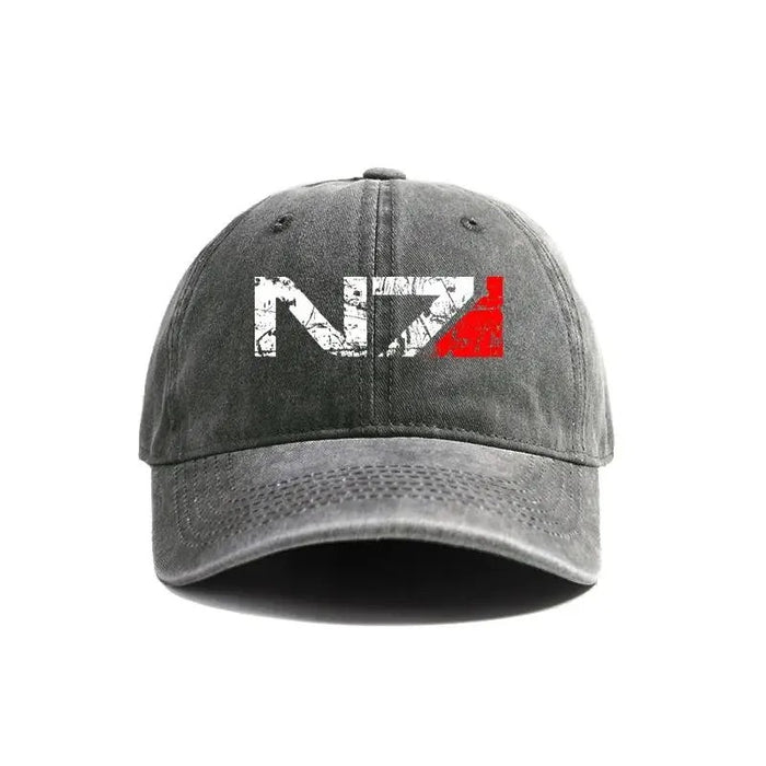 Wholesale Vintage Distressed Baseball Cap Mass Effect N7 Logo Adjustable Curved Brim For Summer