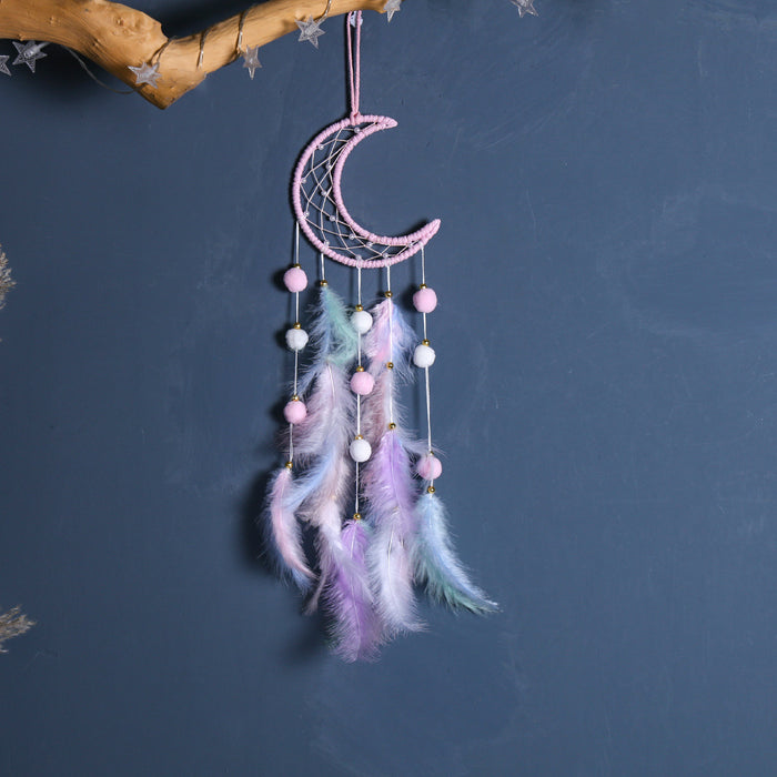 Wholesale Trendy Handmade Dreamcatcher Pendant with Feathers Iron Frame Bag Charm