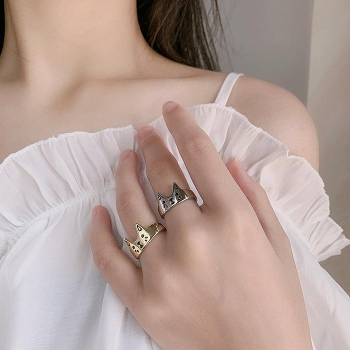 Wholesale Cute Cartoon Gel Dropping Cat Ring Sweet Niche