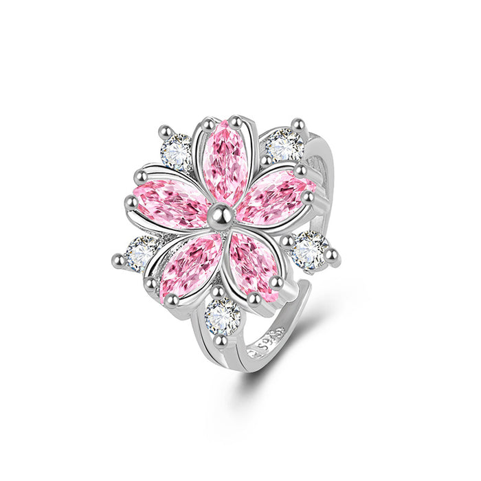 Wholesale Pink exaggerated ring flower ring for women