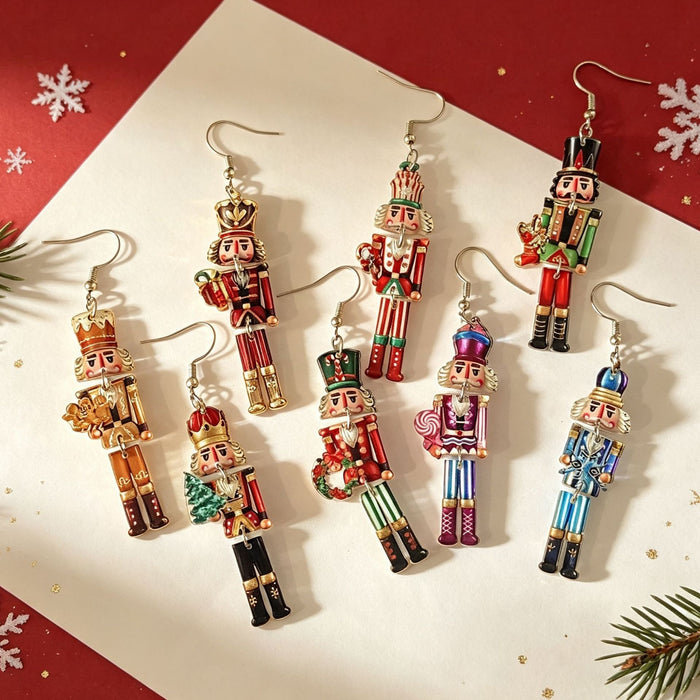 Wholesale Trendy Nutcracker Christmas Soldier Acrylic Earrings 3 Piece Set Holiday Jewelry Accessory