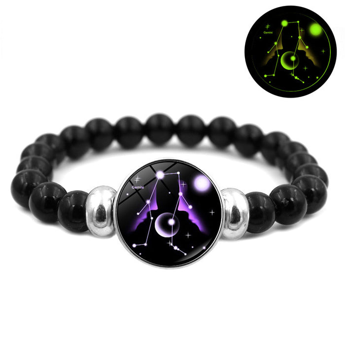 Wholesale Luminous Twelve Constellations Black Handmade Beaded Bracelet