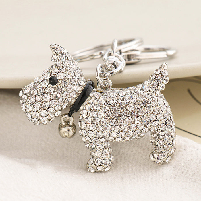 Wholesale Rhinestone Puppy Alloy Keychain JDC-KC-ChaoK045