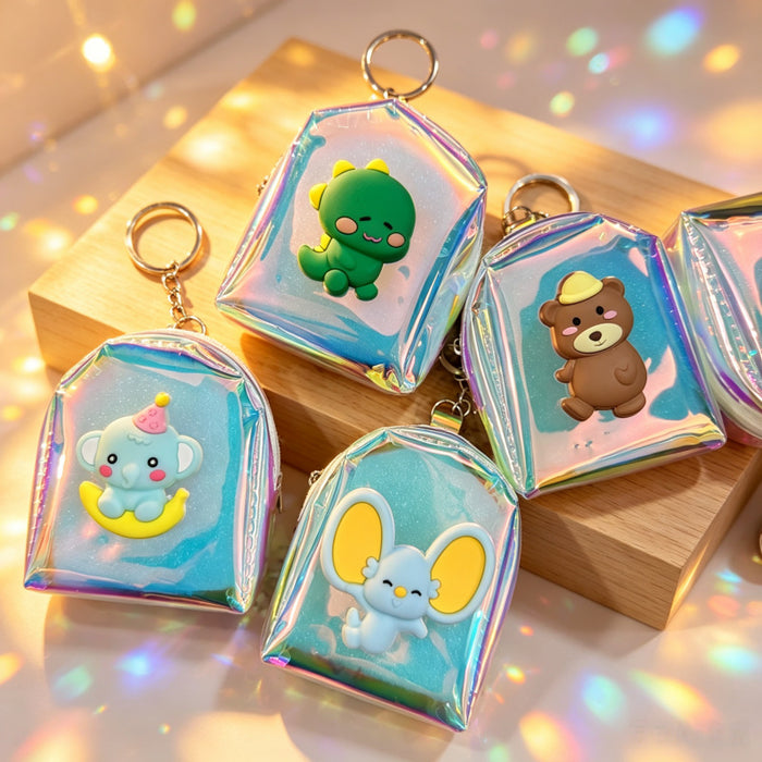Wholesale Cartoon Animal Transparent PVC Backpack Coin Purse Cute Small Wallet