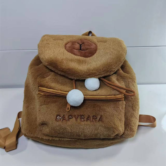 Wholesale Plush Capybara Backpack Cute Crossbody Handbag Female Cartoon Student Small Backpack