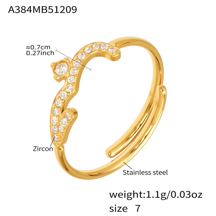 Wholesale Open Stainless Steel Ring with Fine Diamond Setting